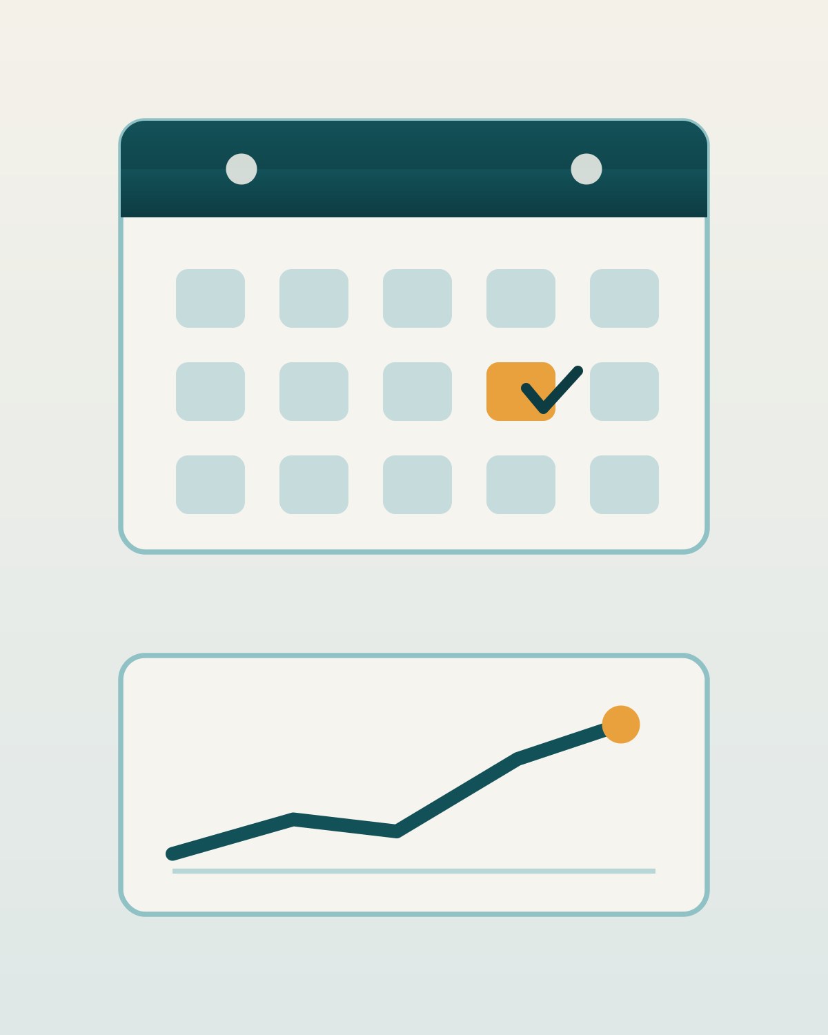 Kalender mit Kündigungsfrist und steigender Kostenkurve