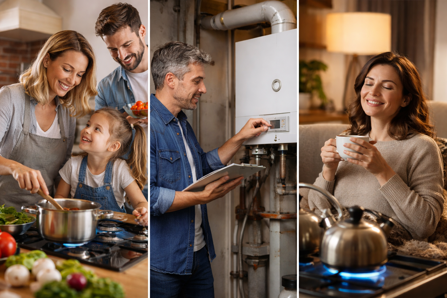 Familie nutzt Gasheizung zuhause Gasvergleich Privat Energiemakler Heider